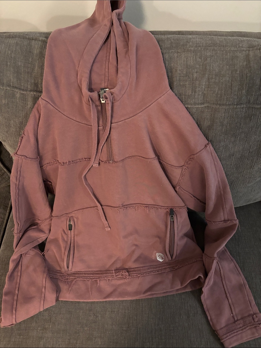 Born Primitive Dusty Rose Hoodie with Raw Seam Details